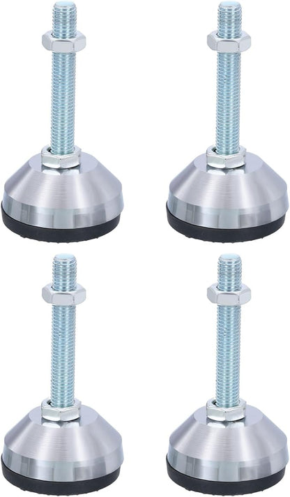 PATIKIL Furniture Leveling Feet 2.4" Dia Base M12 Thread, 4 Pcs Carbon Steel Adjustable Threaded Furniture Leveler Screw on Leg Leveler with Pads for Desk Chair Cabinet, Black