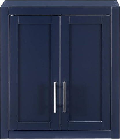 Crosley Furniture Savannah Wall Mounted Bathroom Storage Medicine Cabinet with Shelves, Navy