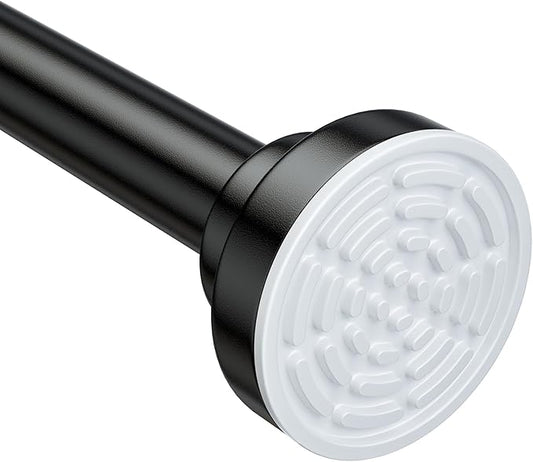 Ausemku Shower Curtain Rod - 32-43 Inch Rustproof Tension Rod, Non-Slip Spring Design, No Drilling Adjustable Curtain Rod for Bathroom, Kitchen, and Closet（Black）
