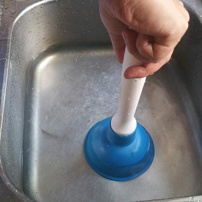 Coralpearl Drain Plunger, Small Hand Force Plumber Helper, Little 4 inch Cup Clog Remover, Tiny Rubber Unclogger in 9" Short Handle for Kitchen Sink, Bathroom Toilet, Shower Bath Tub (Blue + Green)