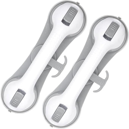 2 Pack Grab Bars for Bathtubs and Showers with 3 Suction Cups Heavy Duty Bathroom Handrails for Seniors and Elderly Safety Grip No Drilling Waterproof Bath Handle