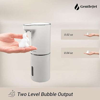 JetFoam Automatic Foam Soap Dispenser - Touchless Electric Soap Dispenser, USB-C Rechargeable, Adjustable Foam Levels, 10 oz Countertop Hands-Free Soap Pump for Bathroom & Kitchen (White)