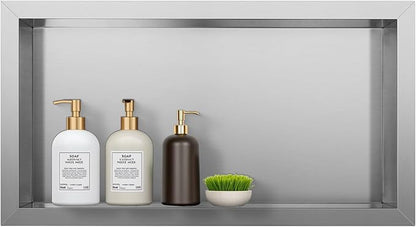 Stainless Steel Shower Niche No Tile Needed Recessed, 24" x 12" Recessed Wall Niche Shelf for Bathroom Storage Silver