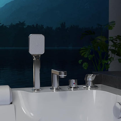 Empava PRO Series Jetted Tub, Luxury 56-Jet Whirlpool Bathtub | Ozone Sanitization, AM/FM Radio & Chromatherapy, Alcove Design, 71" Acrylic Spa Tub for Two