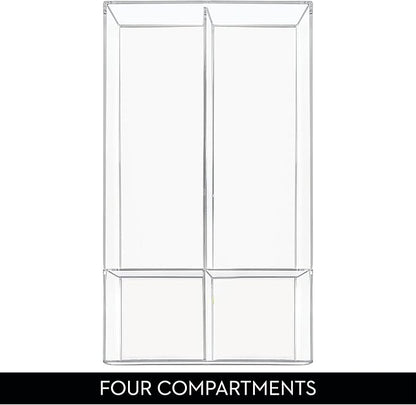 iDesign Clarity Plastic Divided Drawer Organizer, Storage Container for Vanity, Bathroom, Kitchen Drawers, 8" x 16" x 2", Clear,40850