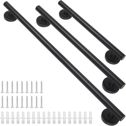 Lava Odoro Shower Grab Bar, Modern Set Stainless Steel Handicap Grab Bar for Bathtubs and Showers, Shower Safety Bar for Seniors Disabled, ADA-Compliant (Matte Black, 3 Pack 18", 24'', 36")