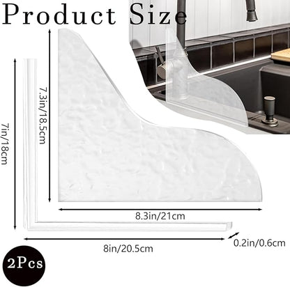 Shower Splash Guard Set Acrylic Shower Water Barrier Corner Splash Protector for Bathtub Keep Water Inside Shower Prevent Water Splashing Ideal for Sink Bathtub and Basin Use (Ripples)