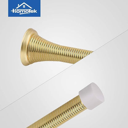 HOMOTEK 40 Pack Spring Door Stopper with Rubber Bumper 3-1/8" Flexible Spring Heavy Duty Wall Door Stop Low Mounted Door Bumper for Home (Bright Brass)