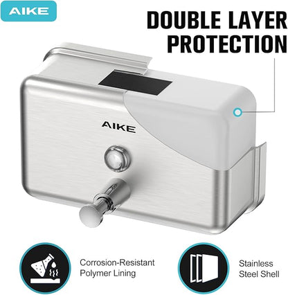 AIKE AK1005 Commercial Soap Dispenser – 37oz Capacity, Brushed Stainless Steel Surface Mount