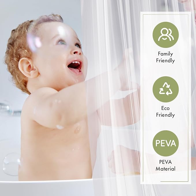 Amazer Extra Long Shower Curtain Liner, 72 x 96 Clear Plastic Shower Liner PEVA Waterproof Medium Weight Shower Curtains for Bathroom with Magnets and Grommets