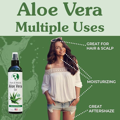 Earth’s Daughter Organic Aloe Vera Gel from Fresh Cut 100% Pure Organic Aloe leaves – Fast Absorbing for Face, Skin, Hair & Body – Vegan, Unscented, Natural - 8 Oz USA Made
