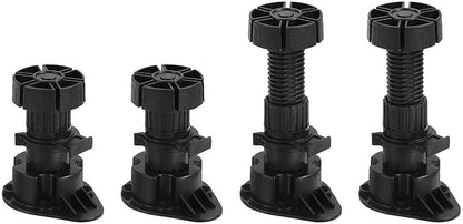 80x44mm(LxW) Adjustable Leveling Feet - 8Pack- Good for Furniture - Leveler Support Frame Replacement Legs - Black