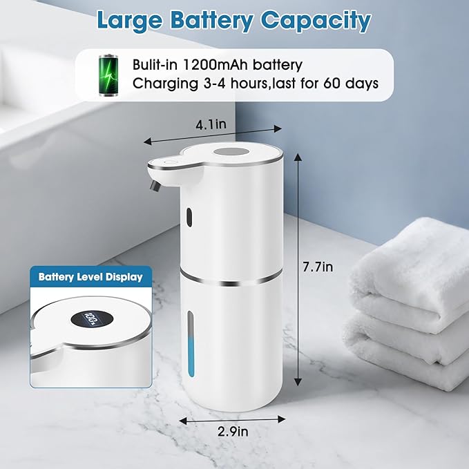2 Pack Automatic Soap Dispenser,Upgraded 2025 Automatic Liquid Soap Dispenser Touchless,12.8oz USB Rechargeabled Wall Mounted Smart Soap Dispensers for Bathroom Kitchen(White,P18)
