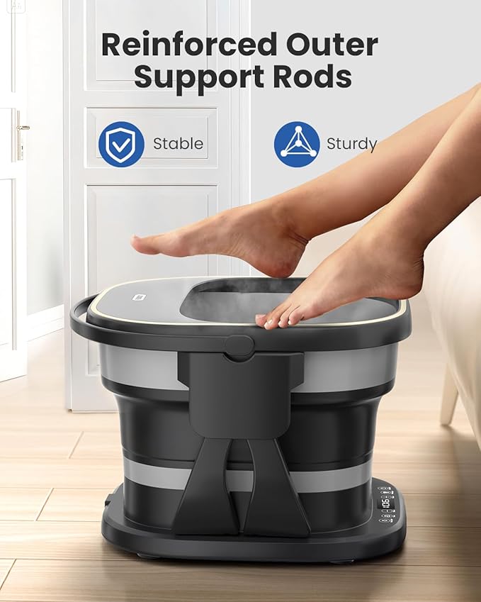 Puboo Collapsible Foot Spa Bath Massager with Heat, 95-115°F Precise Temp Control, Motorized Massage Rollers, Heated Foot Bath Soak Tub, Fits US Men’s Size 11, Gift for Christmas, New Year