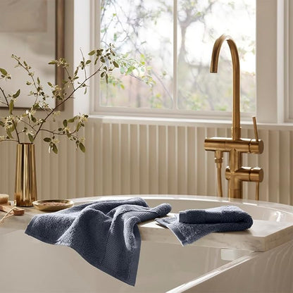 BOLL & BRANCH Plush Bath Sheet Set - Mineral - 6 Piece - Includes 2 Oversized Bath Sheets, 2 Hand Towels & 2 Washcloths - 100% Organic Cotton - Ultra Soft & Luxurious - Quick Absorbing