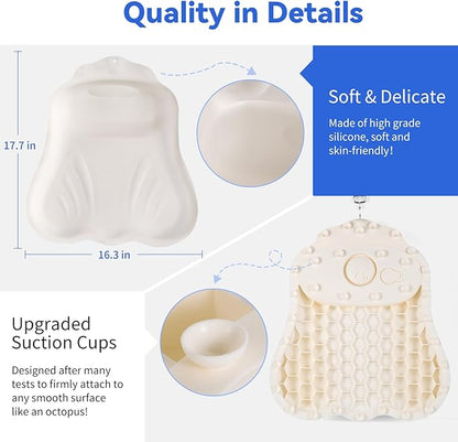 Goowin Bath Pillows for Tub, New Generation Skin-Friendly Silicone Bath Pillow, Luxury Bathtub Pillow for Head and Neck, Powerful Suction Tub Pillow for Bathtub with Inflatable Airbag (Off-White)