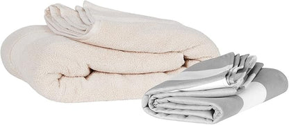 Dock & Bay Beach Towel - Quick Dry, Sand Free - Compact, Lightweight - 100% Recycled - Includes Bag - Cabana Light - Goa Grey - Extra Large (200x90cm, 78x35)