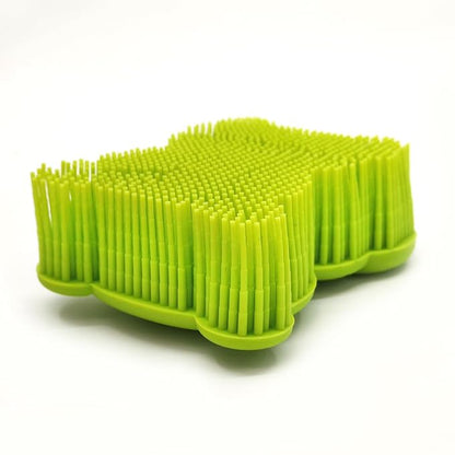 Premium Sensory Brush for Kids or Autism,Soft Silicone Body Scrubber,2 in 1 Sensory Room Occupational Therapy Fidget Brushes,Silicone Loofah,Pets Shower Brushes Bath Brush Shampoo Brush（Bear-Green）