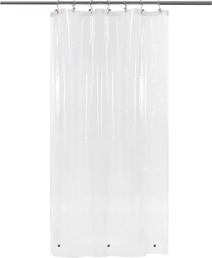 Barossa Design Shower Curtain or Liner with 3 Magnets for Shower Stall Size 42 inch Wide, PEVA, Waterproof, PVC Free, Metal Grommets, Clear, 42x72