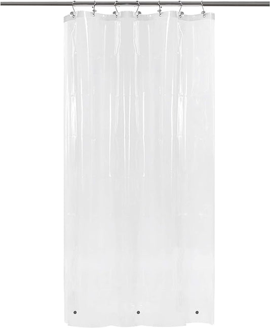 Barossa Design Shower Curtain or Liner with 3 Magnets for Shower Stall Size 42 inch Wide, PEVA, Waterproof, PVC Free, Metal Grommets, Clear, 42x72