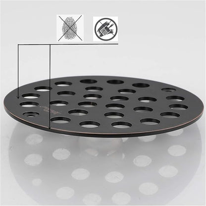 4-Inch Screw-in Shower Strainer Drain Cover Replacement Floor Strainer (Oil Rubbed Bronze) (Isn't Black)