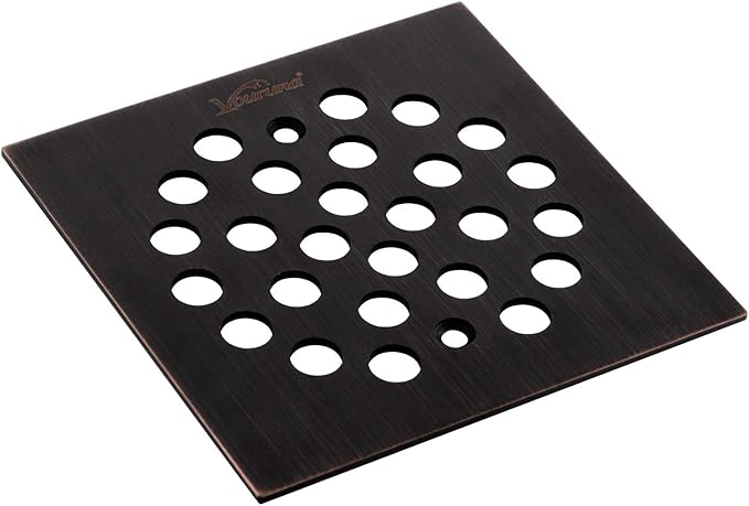 Square 4-1/4-inch Screw-in Shower Floor Drain Grate Strainer (Oil Rubbed Bronze)（Isn't Black）