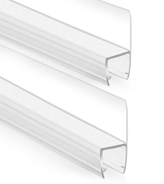 Bathroom Shower Door Seal Strip, 2PCS 78 Inch Shower Door Side Seal Strips, PVC Transparent Shower Door Seal Strip for 1/2"(12MM) Frameless Shower Door