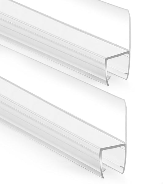 Bathroom Shower Door Seal Strip, 2PCS 78 Inch Shower Door Side Seal Strips, PVC Transparent Shower Door Seal Strip for 1/2"(12MM) Frameless Shower Door
