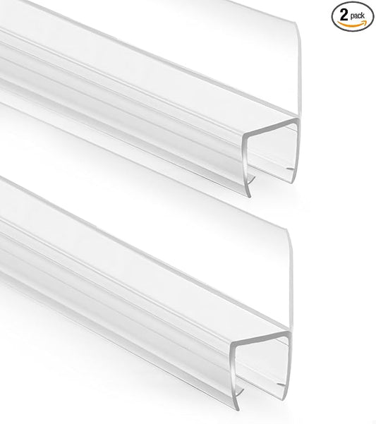 Bathroom Shower Door Seal Strip, 2PCS 78 Inch Shower Door Side Seal Strips, PVC Transparent Shower Door Seal Strip for 3/8"(10MM) Frameless Shower Door