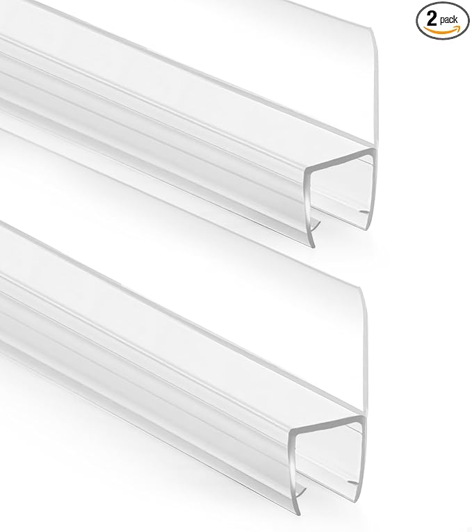Bathroom Shower Door Seal Strip, 2PCS 78 Inch Shower Door Side Seal Strips, PVC Transparent Shower Door Seal Strip for 5/16"(8MM) Frameless Shower Door