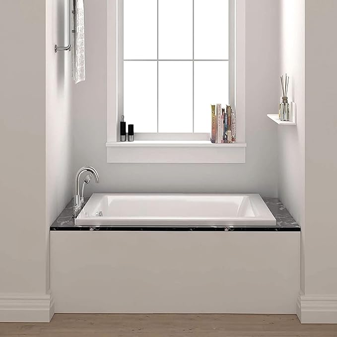 Fine Fixtures Drop In White Soaking Bathtub, Fiberglass Acrylic Material, 48"L x 32"W x 19"H