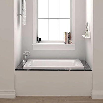 Fine Fixtures Drop In White Soaking Bathtub, Fiberglass Acrylic Material, 48"L x 32"W x 19"H