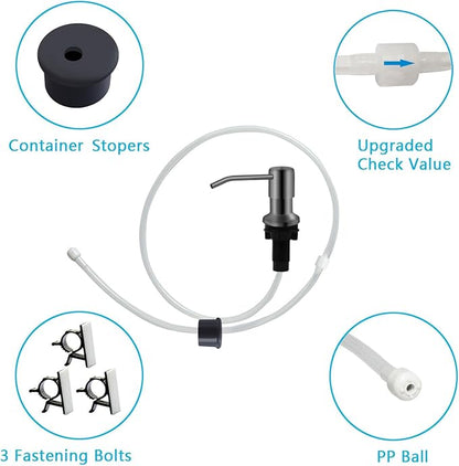 Soap Dispenser for Kitchen Sink, Kichen Sink SoapDispenser, 47" Extension Tube kit, Under Sink SoapDispenser Pump, No Need More Refills, Good Suction Power, Gray