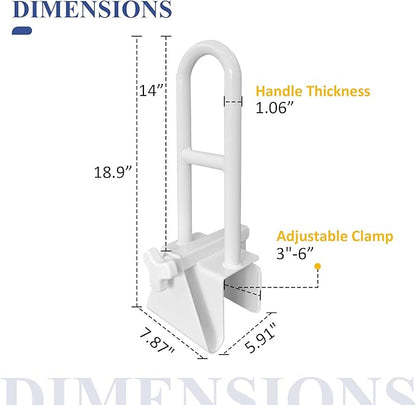 Bathtub Safety Rail Adjustable Shower Grab Bar - White Medical Bathtub Handle Grab Bars for Bathroom, Safety Handle Rail Heavy Duty for Seniors and Elderly