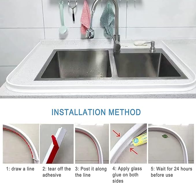 Collapsible Shower Water Guard Water Splash Guard Water Dam Barrier Shower Threshold for Shower Stall, Stay Dry Retainer for Wet and Dry Separation for Bathroom (75")