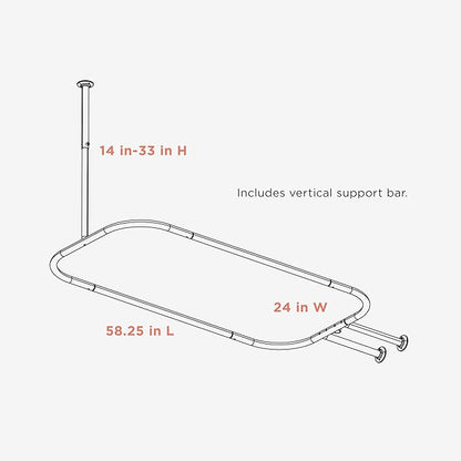 Zenna Home Rustproof Round Shower Curtain Rod for Clawfoot Tub with Easy Installation, Oval Hoop Shower Curtain Rod, Freestanding Tub Accessories, Fits Areas up to 70.5 by 28 Inches, Chrome