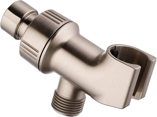 Universal Shower Head Holder for Handheld Shower Head, Adjustable Shower Arm Mount Bracket with Brass Swivel Ball, Shower Head Support - Brushed Nickel