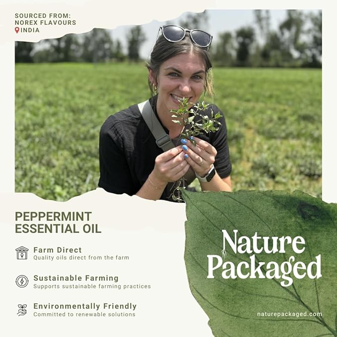 Peppermint Essential Oil - Direct from Norex Flavours India - Steam Distilled - Aceite Esencial de Menta for Aromatherapy, Massage, Diffuser, DIY Candle and Soap Making - 15ml