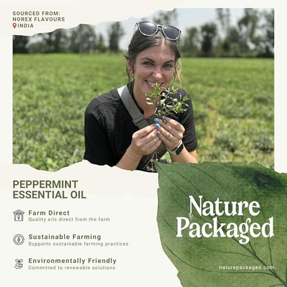 Peppermint Essential Oil - Direct from Norex Flavours India - Steam Distilled - Aceite Esencial de Menta for Aromatherapy, Massage, Diffuser, DIY Candle and Soap Making - 8oz