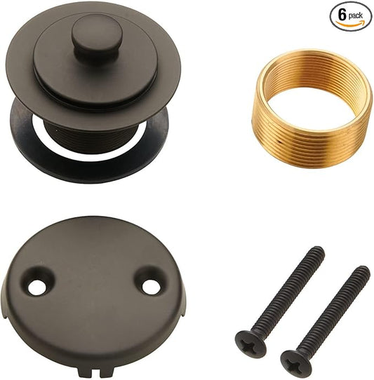 Bronze Bathtub Tub Drain Conversion Kit Assembly, Wellup Lift and Turn Twist Tub Drain Trim Kit with Two-Hole Overflow Faceplate, Oil Rubbed Bronze