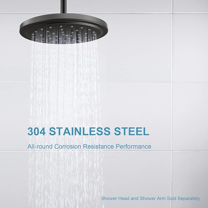 OFFO Shower Arm with Flange, 24 in Ceiling Mount Replacement Rain Shower Head Straight Arm Ceiling-Mounted For Fixed Shower Head & High Pressure Rain, Matte Black