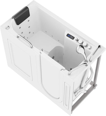 ANZZI Walk In Tub 53" x 27" Right-Drain Bathtub, Air & Whirlpool Massage Jets, Quick Fill with 6‑Setting Handheld Shower, Aromatherapy, Bath Pillow, LED Light | 2753FLWR