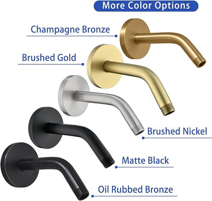 Wall Mounted Shower Arm Extension Head Holder Stainless Stee for Elbow Bathroom Accessories Pipe Bath Tube Brushed Gold,SW-RD91018-6BG.