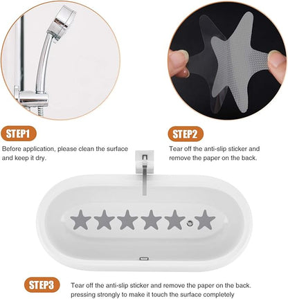 Anti Slip Shower Stickers, 24 PCS Safety Bathtub Stickers Adhesive Decals with Premium Scraper (Gray)
