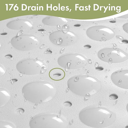 AmazerBath Shower Mat Non Slip 40 x 16 Inches, Shower Stall Mats with Suction Cups and Drain Holes, Non Slip Bath Mat for Tub for Elderly & Kids, White