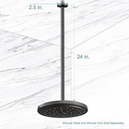 OFFO Shower Arm with Flange, 24 in Oil Rubbed Bronze Ceiling Mount Replacement Rain Shower Head Straight Arm Ceiling-Mounted For Fixed Shower Head & High Pressure Rain