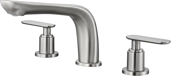 SITGES Classic Bathtub Faucet,2-Handle Brushed Nickel Tub Filler,3-Hole Widespread Roman Tub Faucet,High Flow Deck Mount Bath Tub Faucet with Valve Included