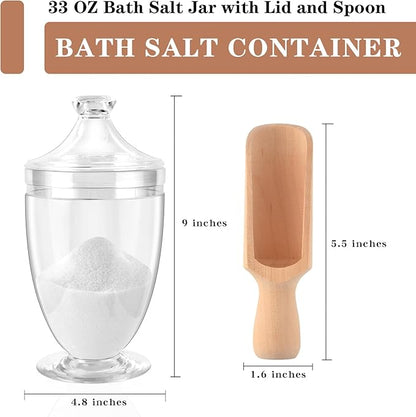 1000ML/33OZ Bath Salt Jar with Lid and Spoon Bath Salt Container Acrylic Salt Canister for Salt Sugar Cereal 4.8 * 9 Inch