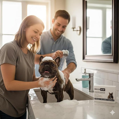 BreedBar™ French Bulldog Shampoo Bar for Folds & Sensitive Skin — PH-Balanced, Natural, Dead Sea Mineral Dog Soap, 100g