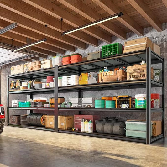 59.8" H Garage Shelving 2400LBS Metal Shelving Unit Adjustable Garage Storage Shelves 4 Tier Heavy Duty Storage Rack for Pantry Warehouse Industries 59.8" W x 59.8" H x 24.2" D, 2 Pack